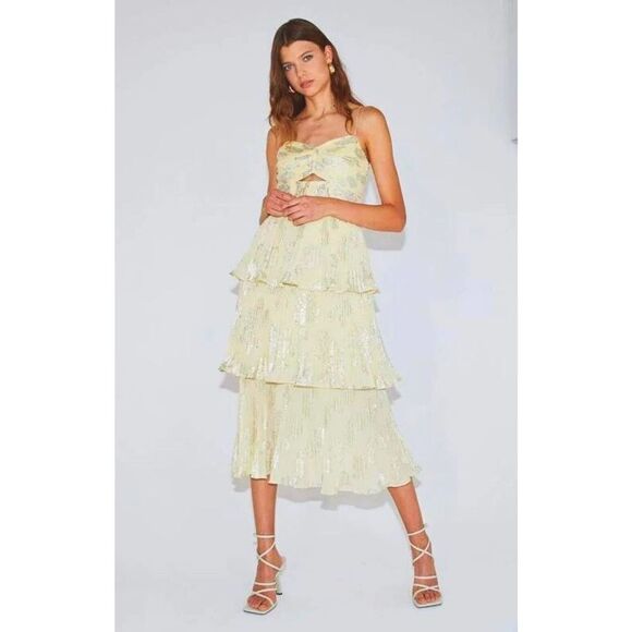 self-portrait metallic jacquard midi dress US10 - Picture 1 of 12